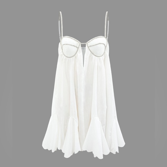 V-neck Rhinestone Decor Mini Dress - Picture 7 of 9